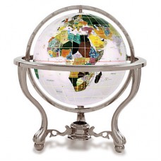 Astoria Grand Gemstone Globe with Opalite Ocean and Commander 3-Leg Table Stand KAQ1165